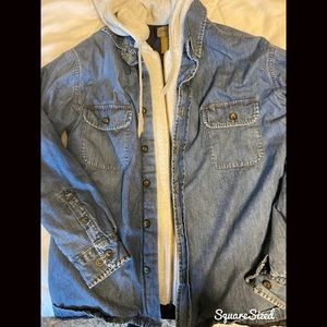 Denim jacket with hood